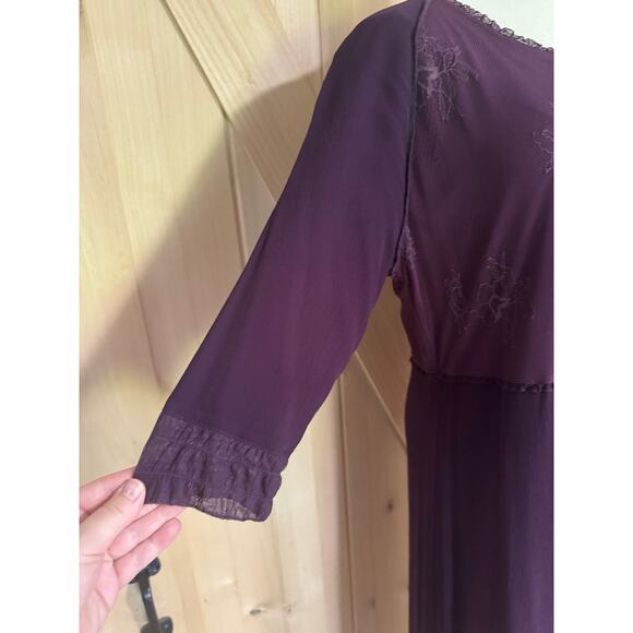 Vintage Nooshin Femme 90s Purple Long Sleeve Lace Dress | Size M - Picture 3 of 15